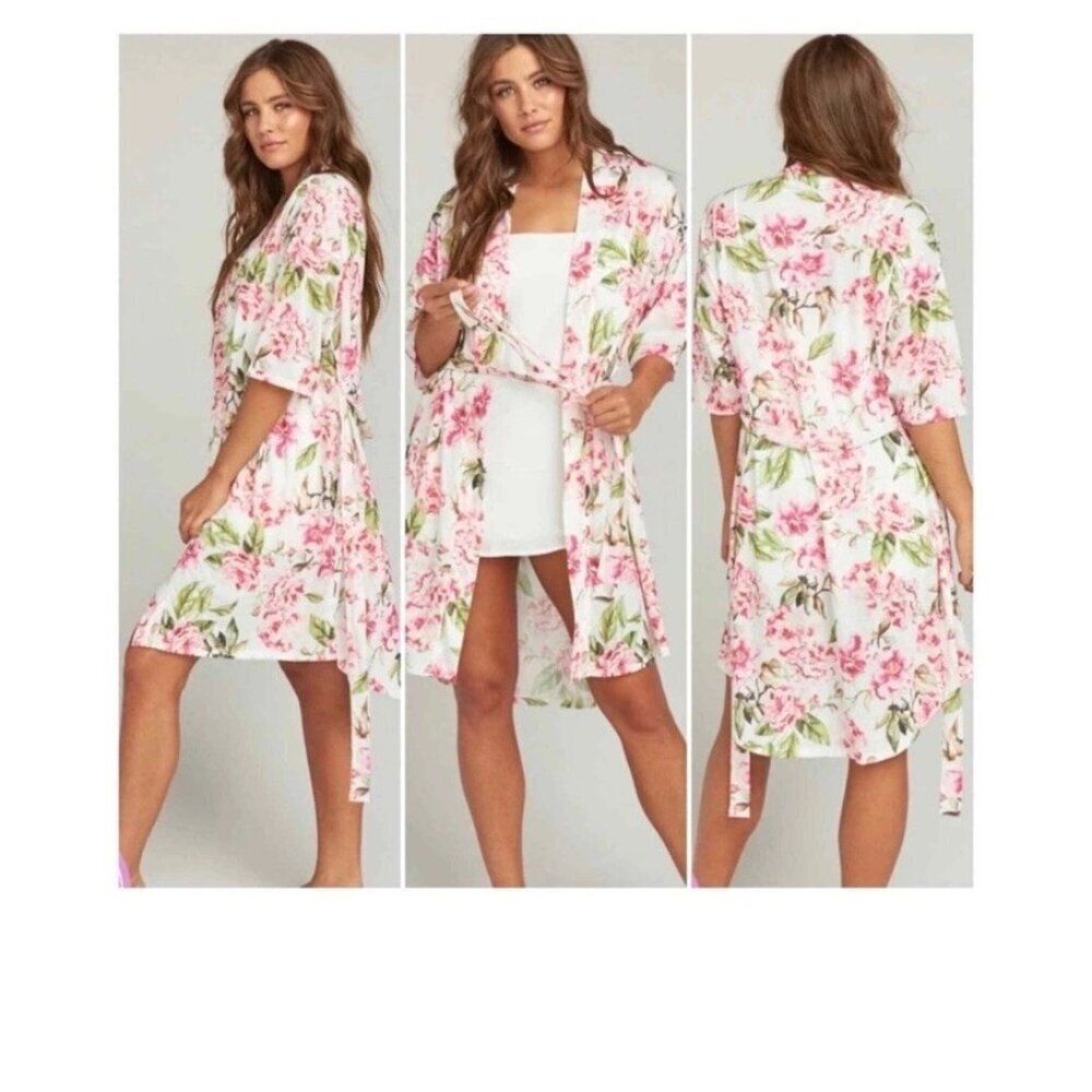 Show Me Your MuMu Floral Robe English Flower Garden Pink Gardenias Bridal Osfm